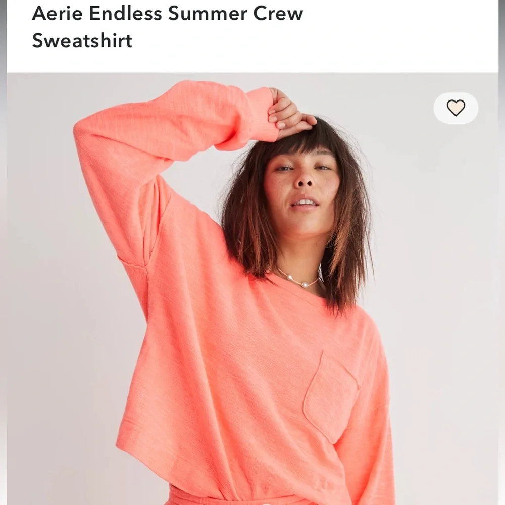 aerie Peachy Coral Rib-Trim Tee - Picture 1 of 2